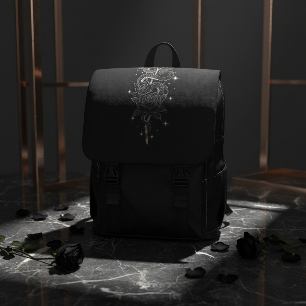 Zaino Black Rose & Snake — Zaino a Tracolla Gotico Casual