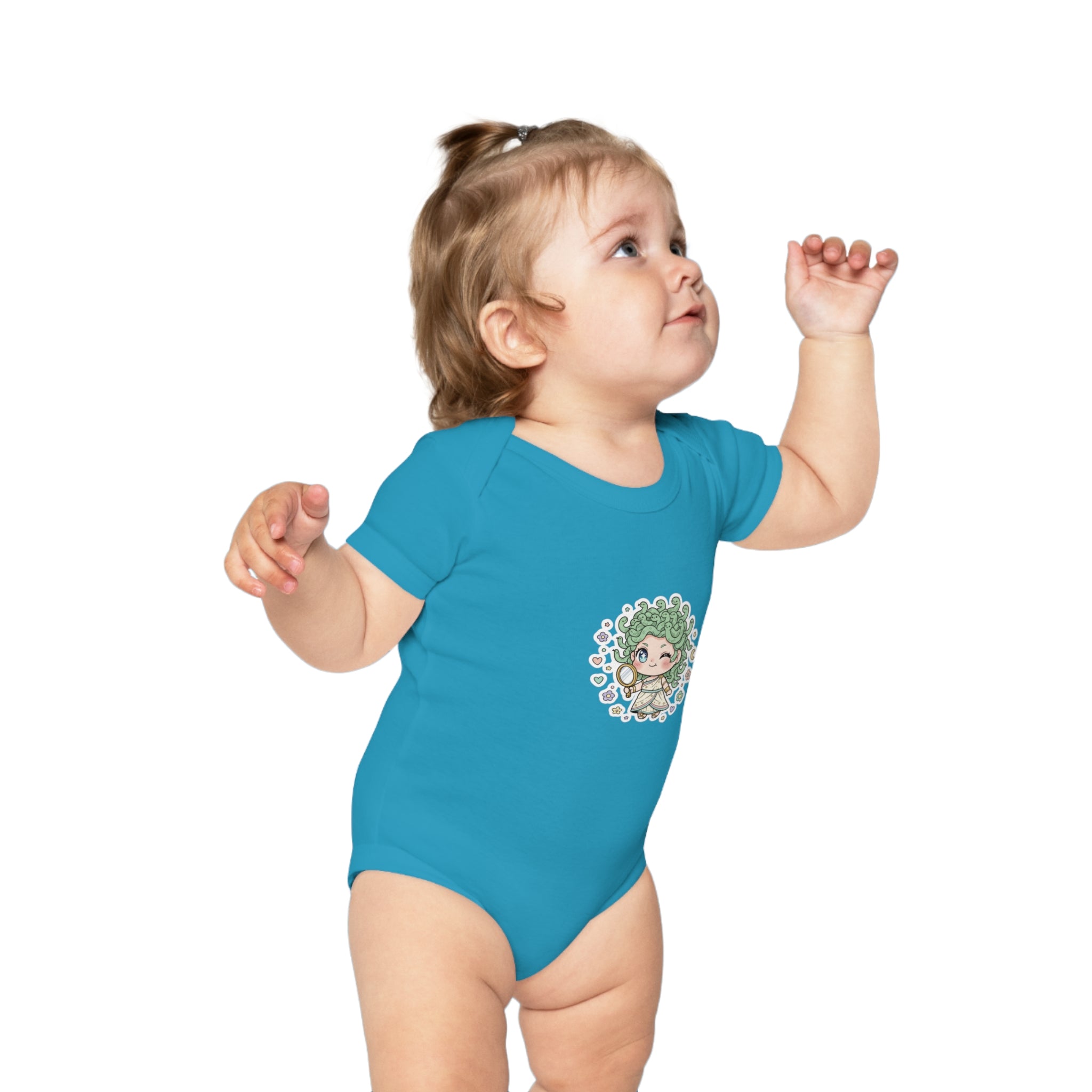 Body Neonato Verde con la piccola Meddy  – Tutina Infant in Cotone Pettinato Organico