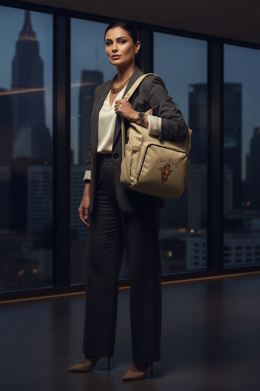 Zaino Donna Multitasca VEDVZA — Borsa Casual Chic Beige con Design a Cuore