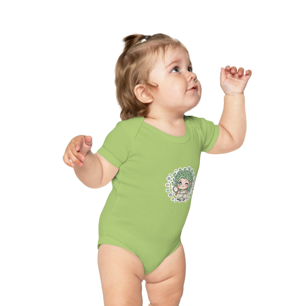 Body Neonato Verde con la piccola Meddy  – Tutina Infant in Cotone Pettinato Organico