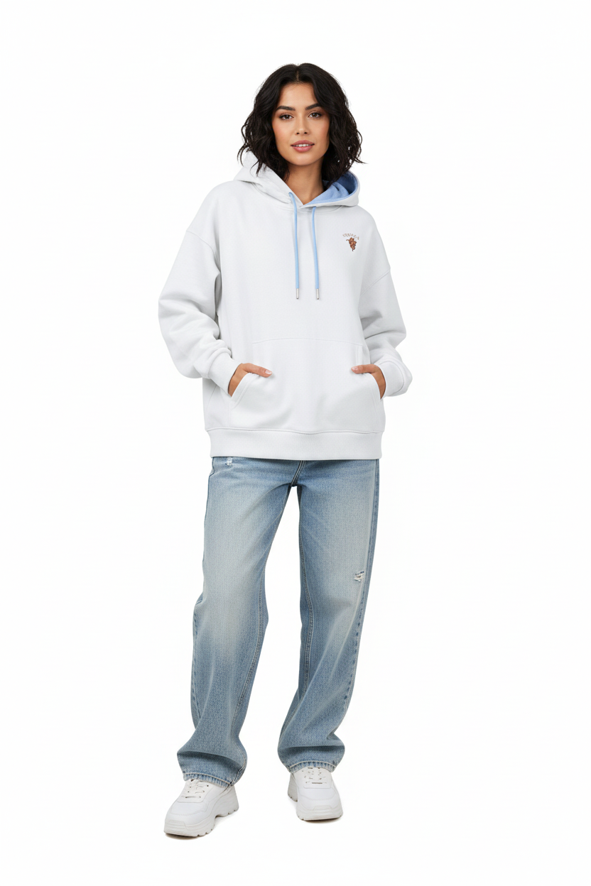Felpa Donna con Cappuccio e Coulisse a Contrasto