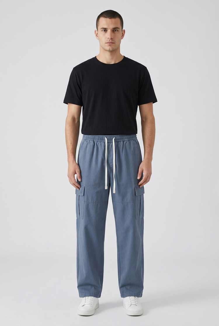 Pantaloni cargo da uomo a gamba dritta con coulisse