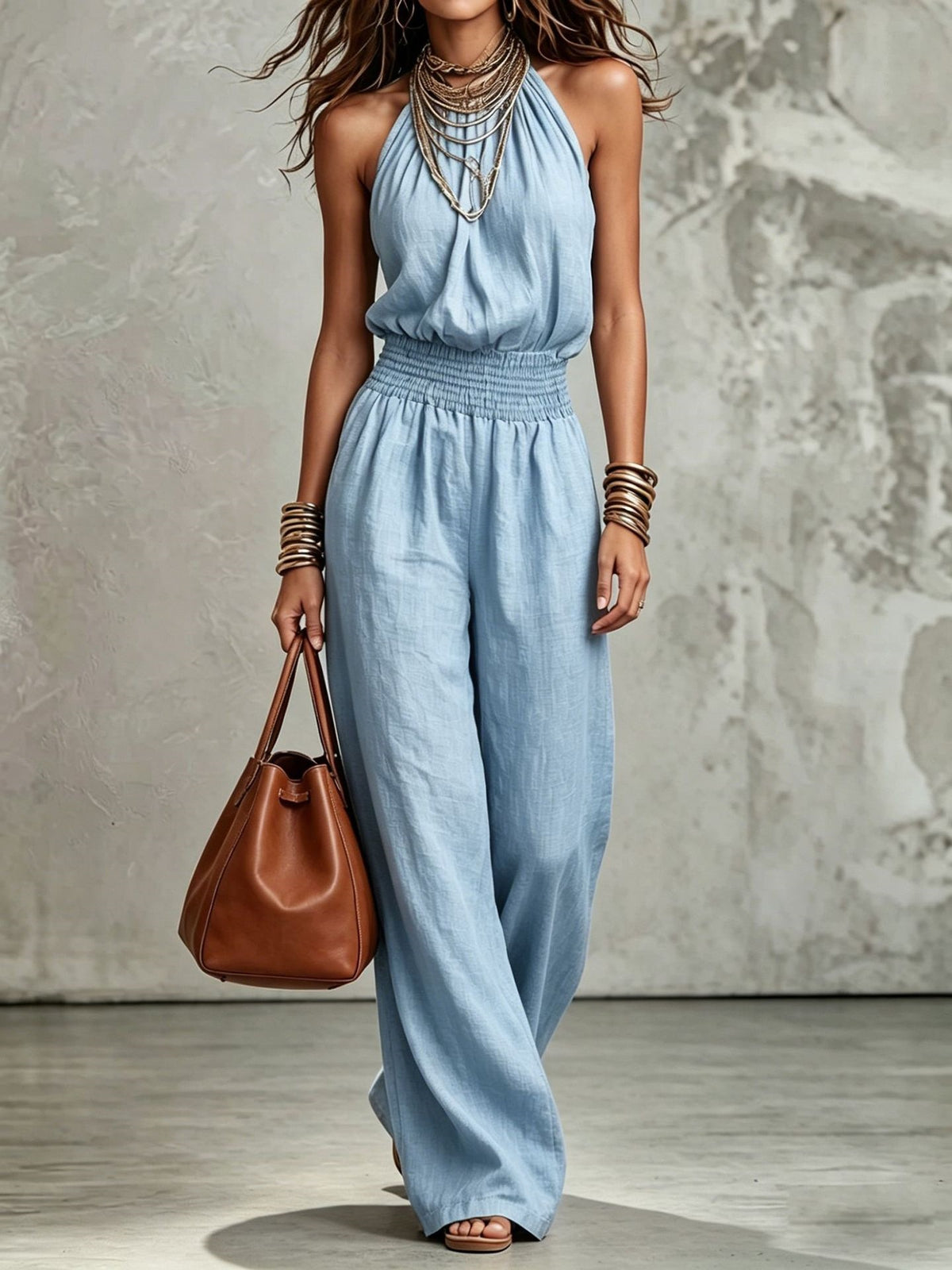 Salopette Donna Wide-Leg – Stile Workwear Retrò, Vita Elastica