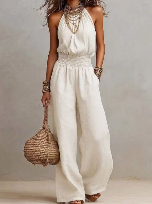 Salopette Donna Wide-Leg – Stile Workwear Retrò, Vita Elastica