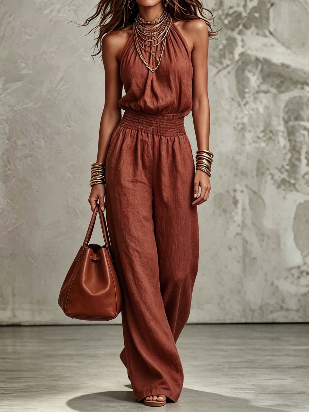 Salopette Donna Wide-Leg – Stile Workwear Retrò, Vita Elastica