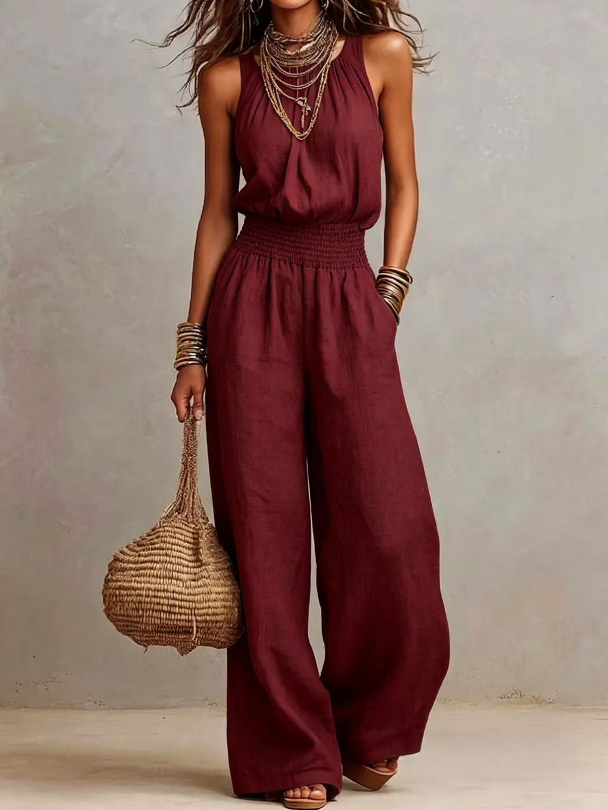 Salopette Donna Wide-Leg – Stile Workwear Retrò, Vita Elastica