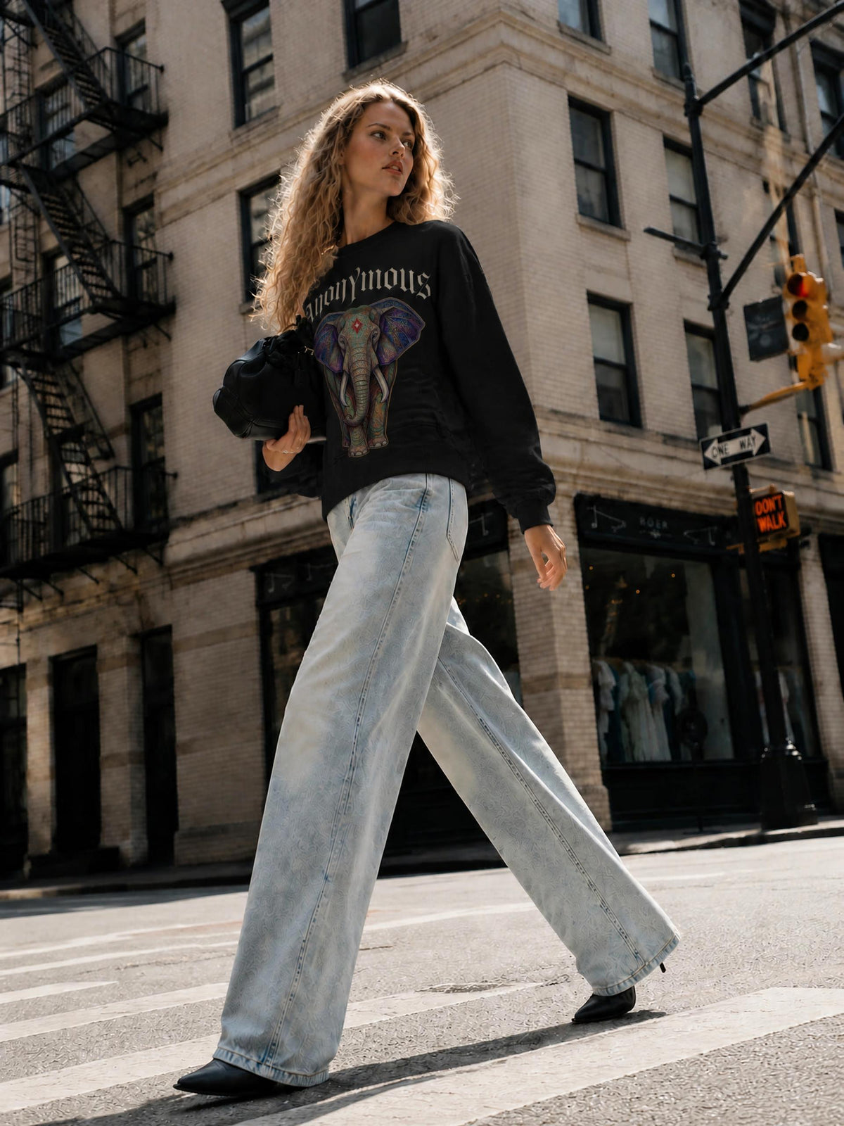 Felpa Girocollo Oversize con Spalla Scesa