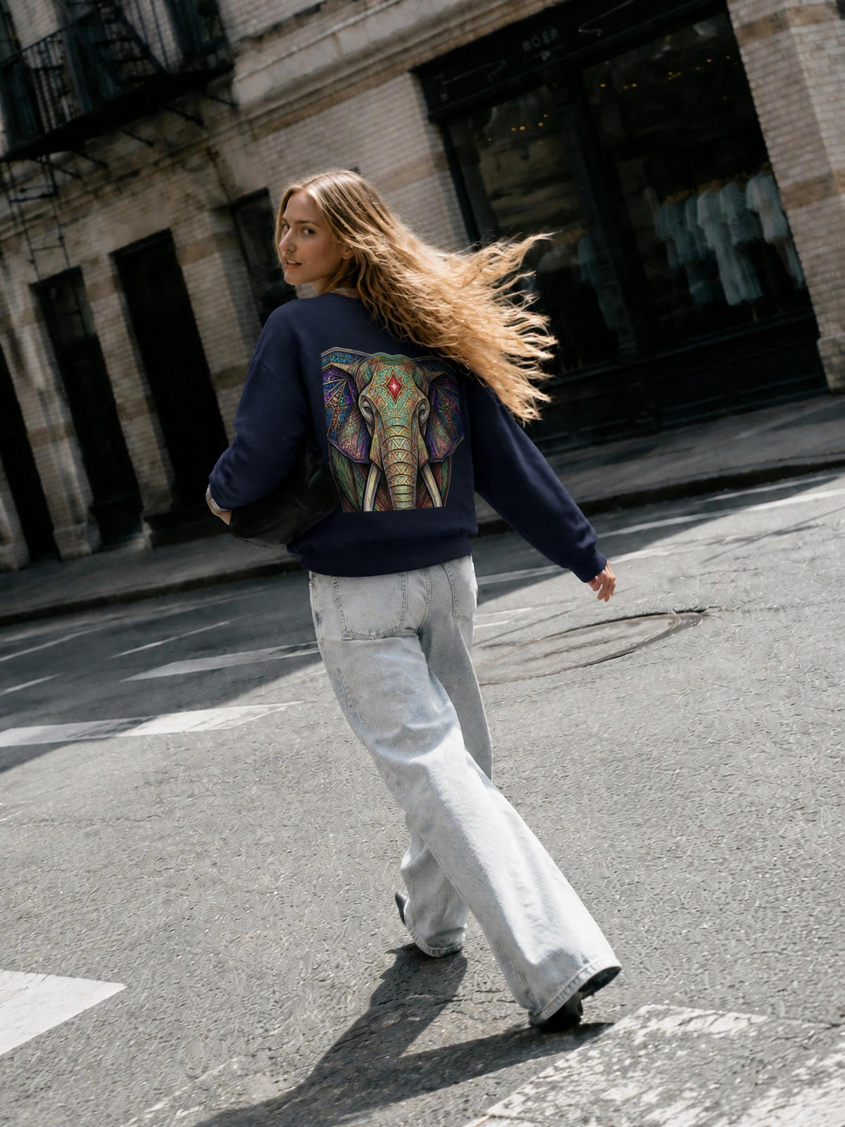 Felpa Girocollo Oversize con Spalla Scesa