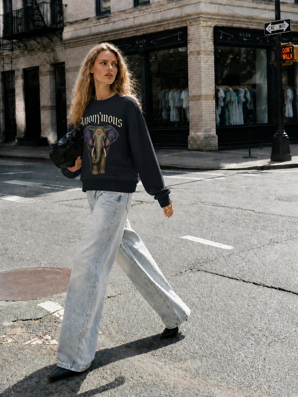 Felpa Girocollo Oversize con Spalla Scesa