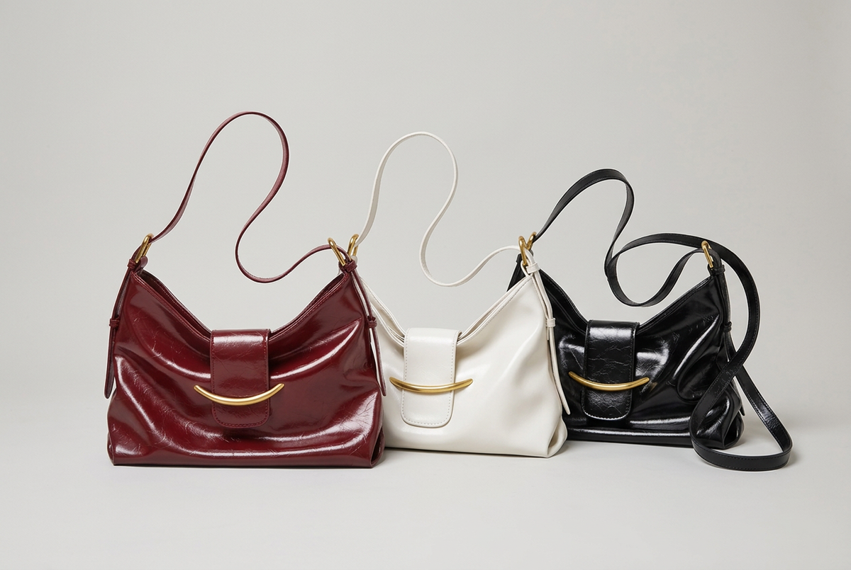 Luxe – Borsa hobo lucida con tracolla regolabile