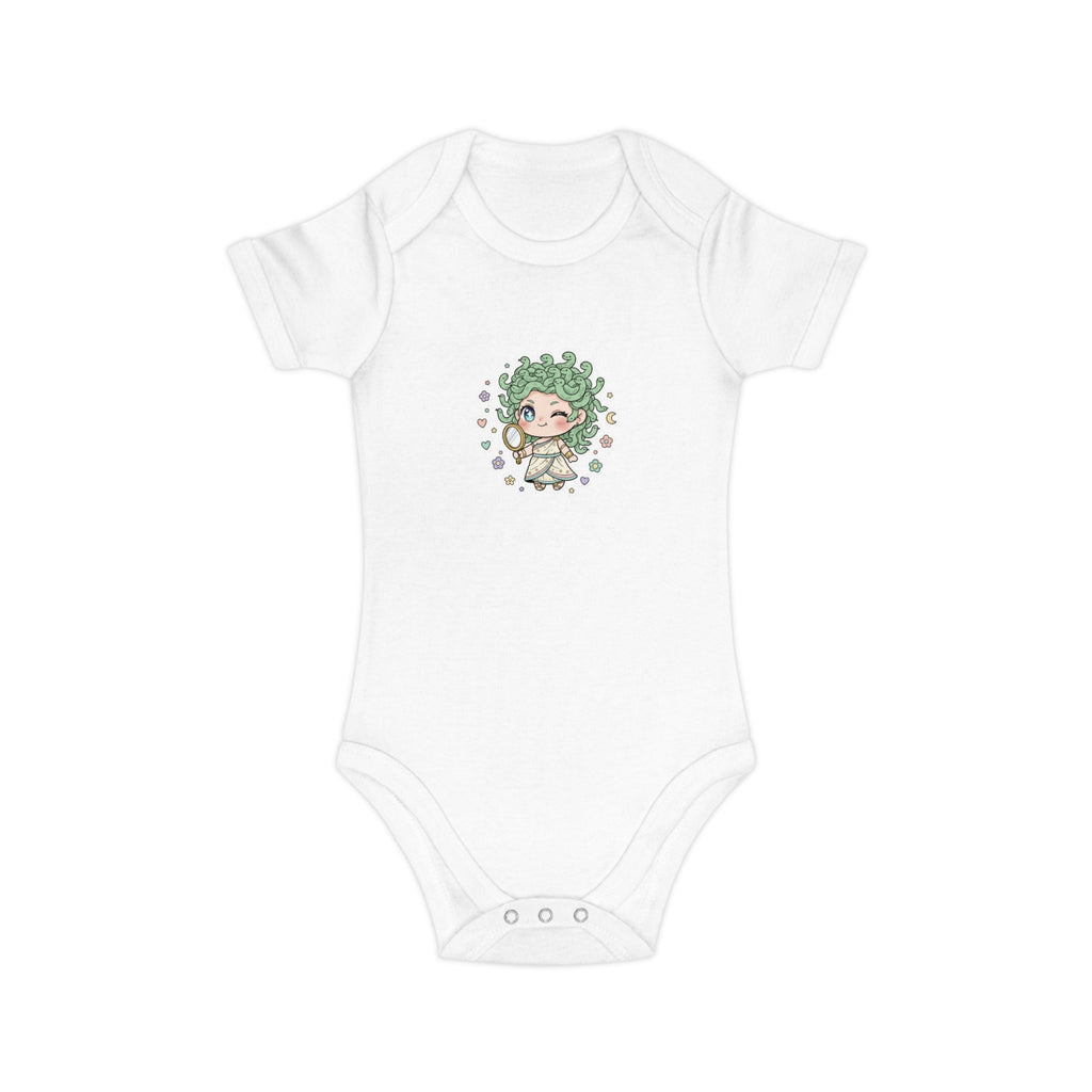 Body Neonato Verde con la piccola Meddy  – Tutina Infant in Cotone Pettinato Organico