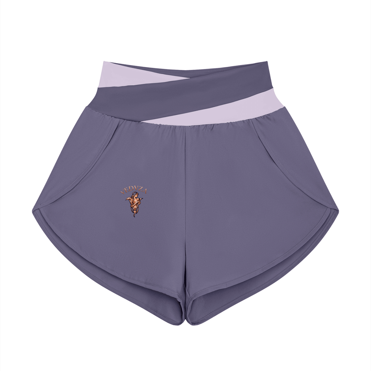 Pantaloncini Yoga Donna con Inserti – Vita Alta, Bicolore