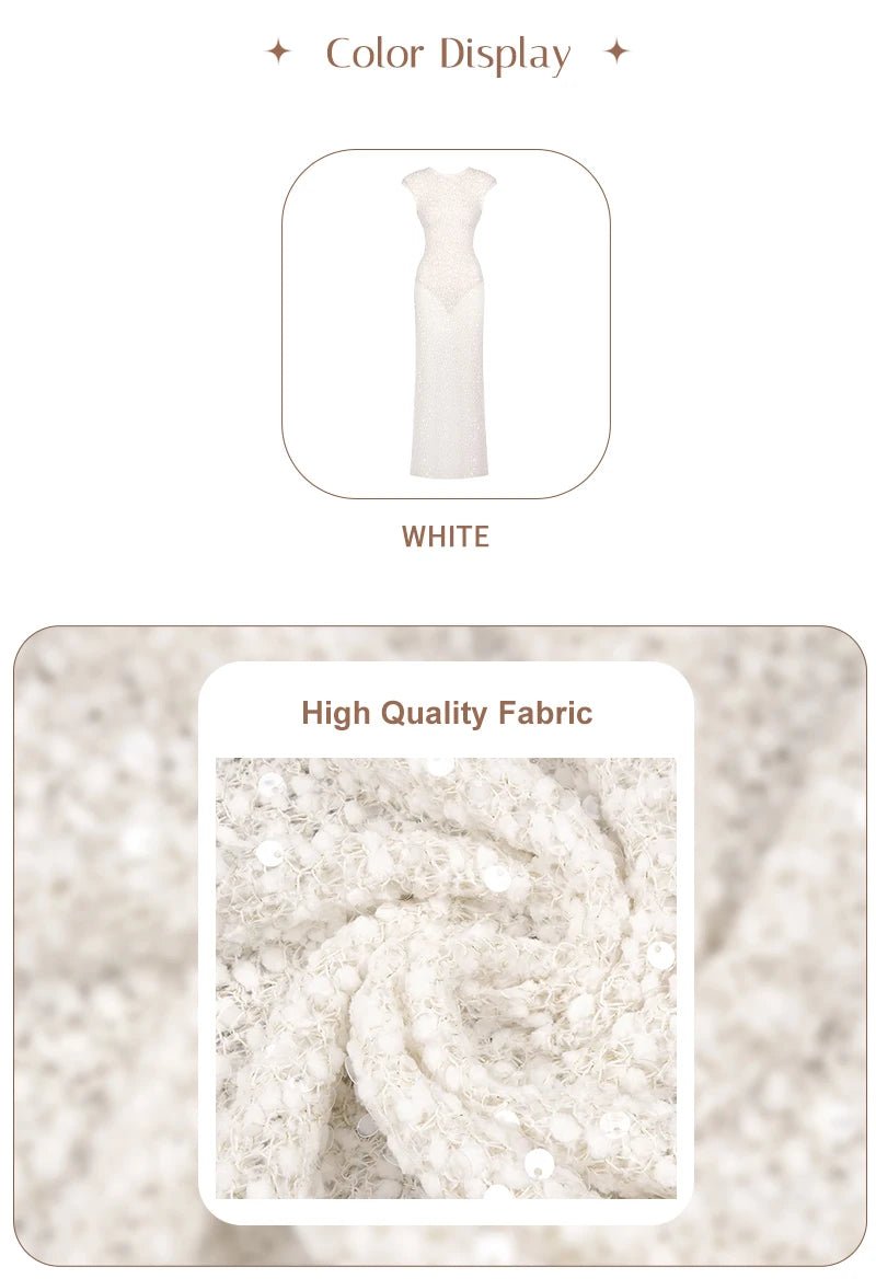Abito Lungo Bianco Schiena Scoperta – Vestito Bodycon Senza Maniche in Maglia Estate 2026