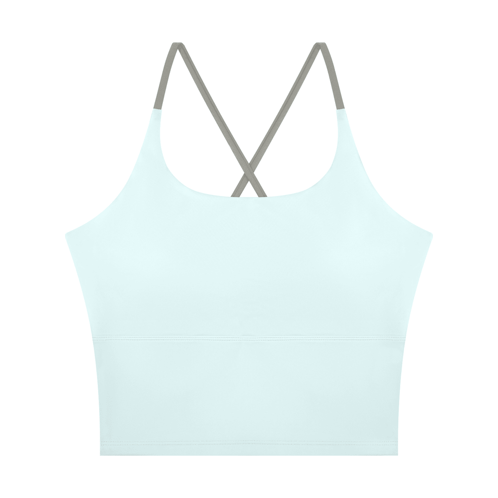 Canotta Yoga Donna Color Block – Scollo U, Crop, con Reggiseno Integrato