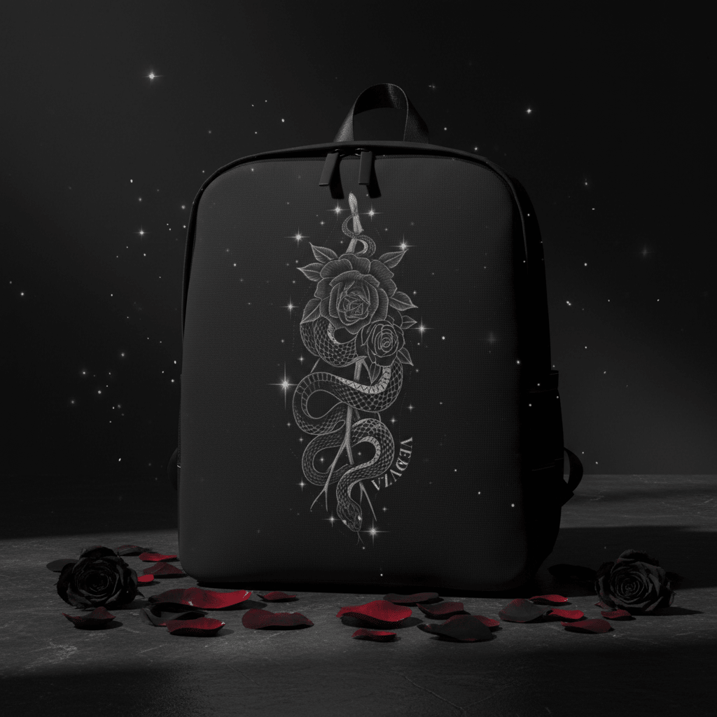 Zaino Black Rose & Snake — Zaino a Tracolla Gotico Casual