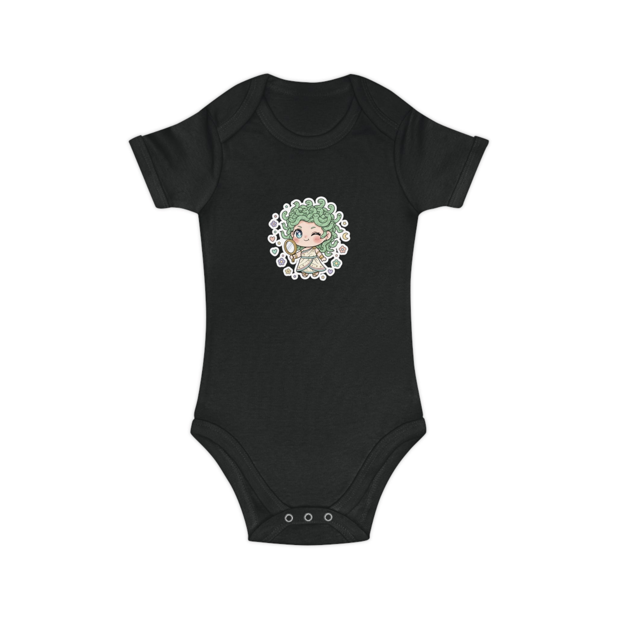 Body Neonato Verde con la piccola Meddy  – Tutina Infant in Cotone Pettinato Organico