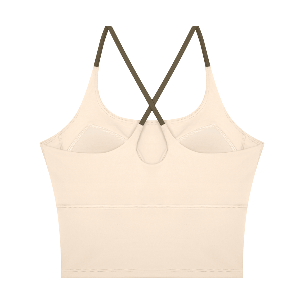 Canotta Yoga Donna Color Block – Scollo U, Crop, con Reggiseno Integrato