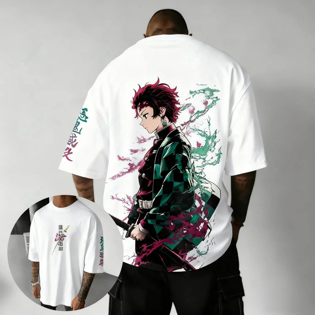 T-Shirt Demon Slayer – Maglietta Uomo Stampa Manga Casual Cotone