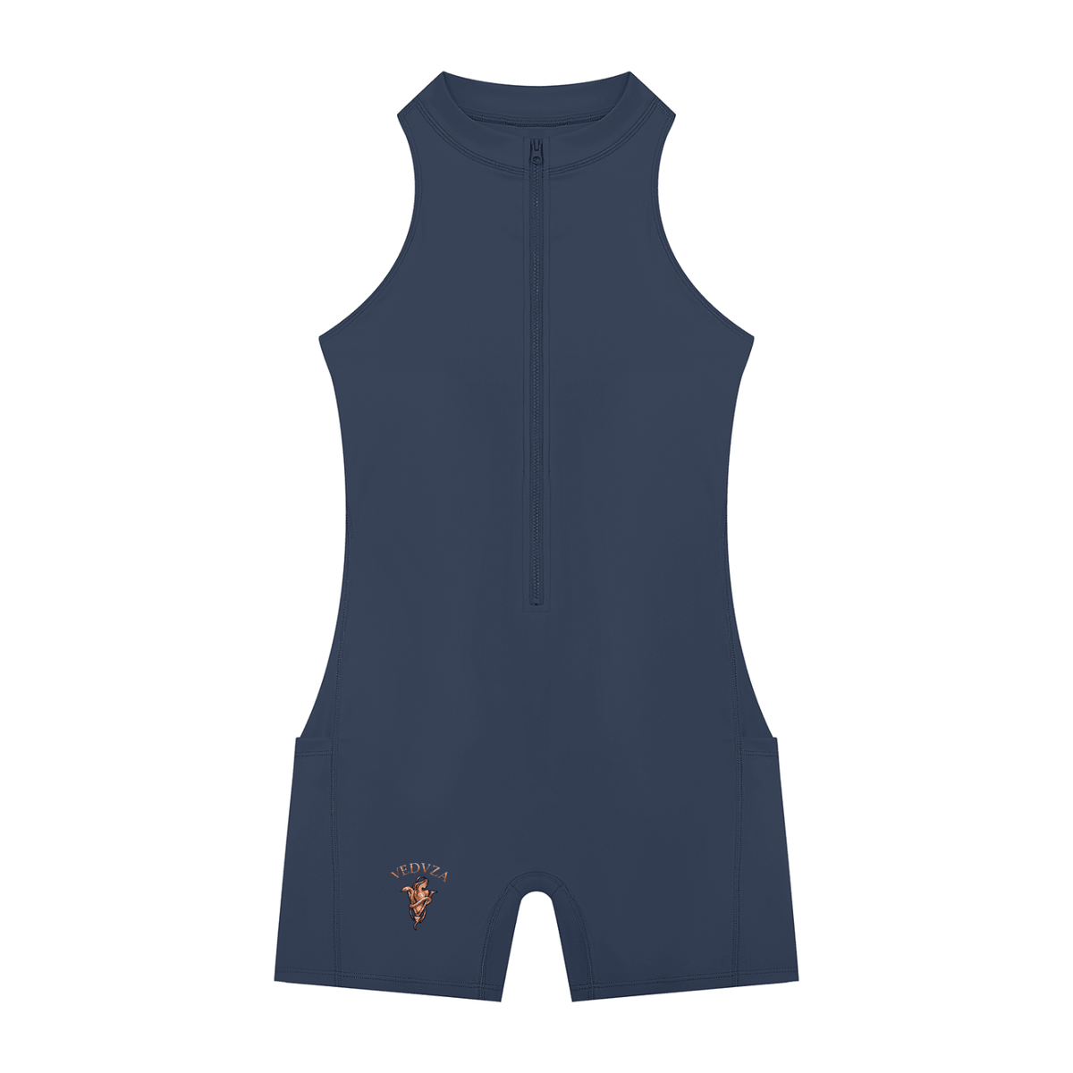 Tutina Yoga Donna con Zip a Quarto – Senza Maniche, Bodycon