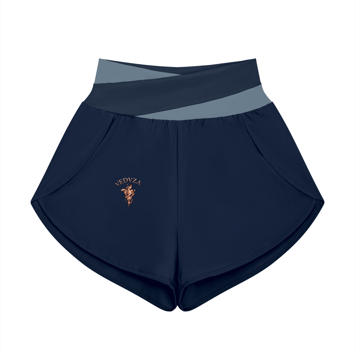 Pantaloncini Yoga Donna con Inserti – Vita Alta, Bicolore