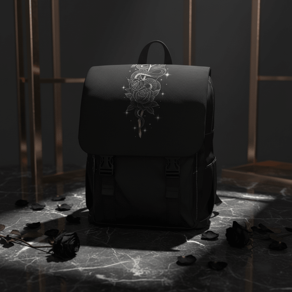 Zaino Black Rose & Snake — Zaino a Tracolla Gotico Casual
