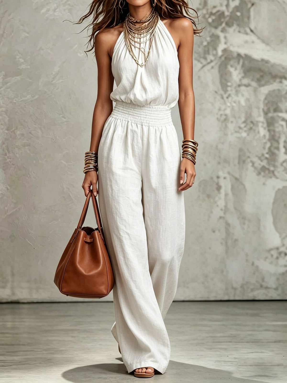 Salopette Donna Wide-Leg – Stile Workwear Retrò, Vita Elastica