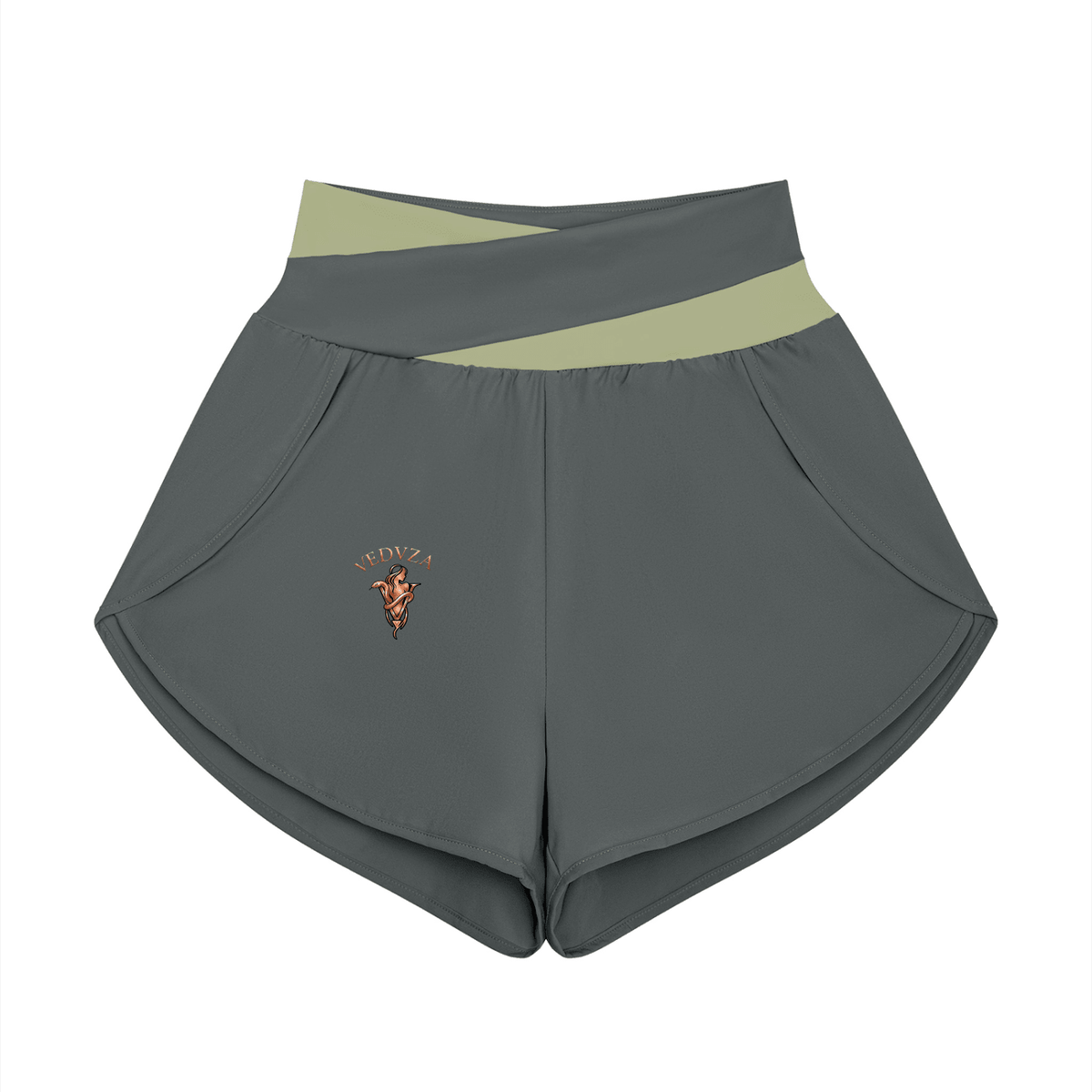 Pantaloncini Yoga Donna con Inserti – Vita Alta, Bicolore