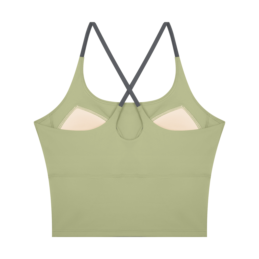 Canotta Yoga Donna Color Block – Scollo U, Crop, con Reggiseno Integrato
