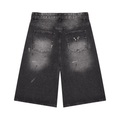 Pantaloncini Jeans Uomo Gamba Larga Vintage Nero