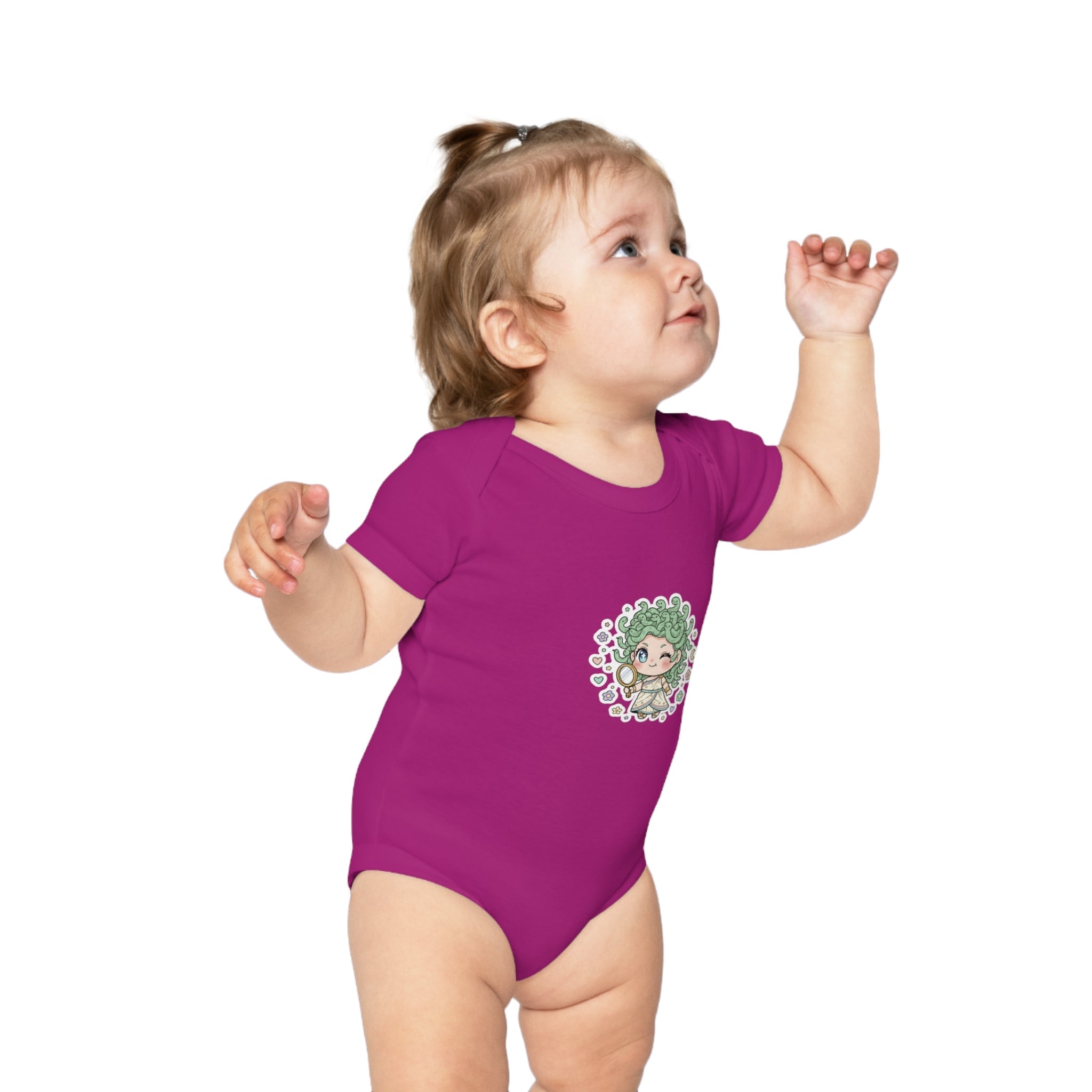 Body Neonato Verde con la piccola Meddy  – Tutina Infant in Cotone Pettinato Organico