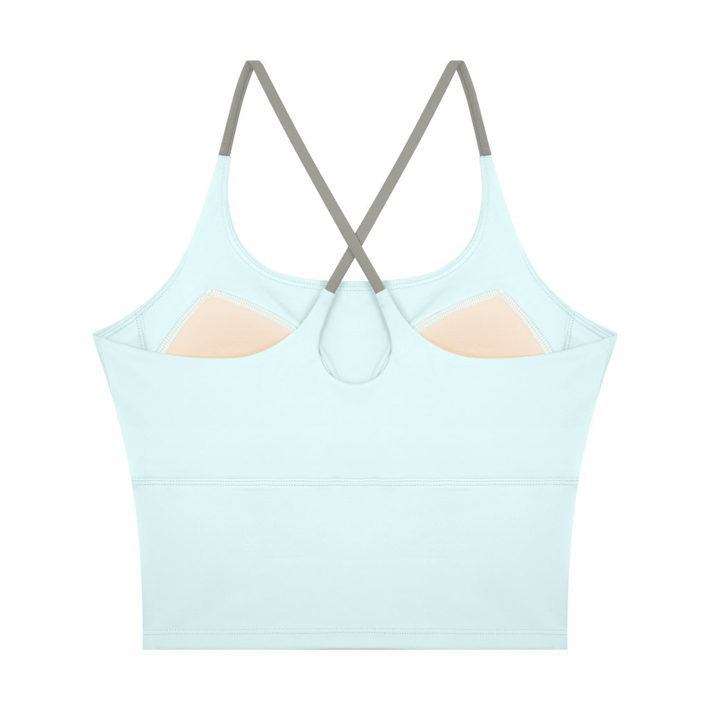 Canotta Yoga Donna Color Block – Scollo U, Crop, con Reggiseno Integrato