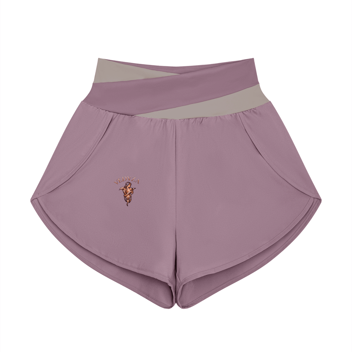 Pantaloncini Yoga Donna con Inserti – Vita Alta, Bicolore