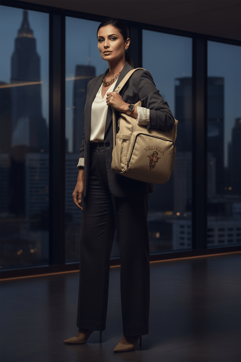 Zaino Donna Multitasca VEDVZA — Borsa Casual Chic Beige con Design a Cuore