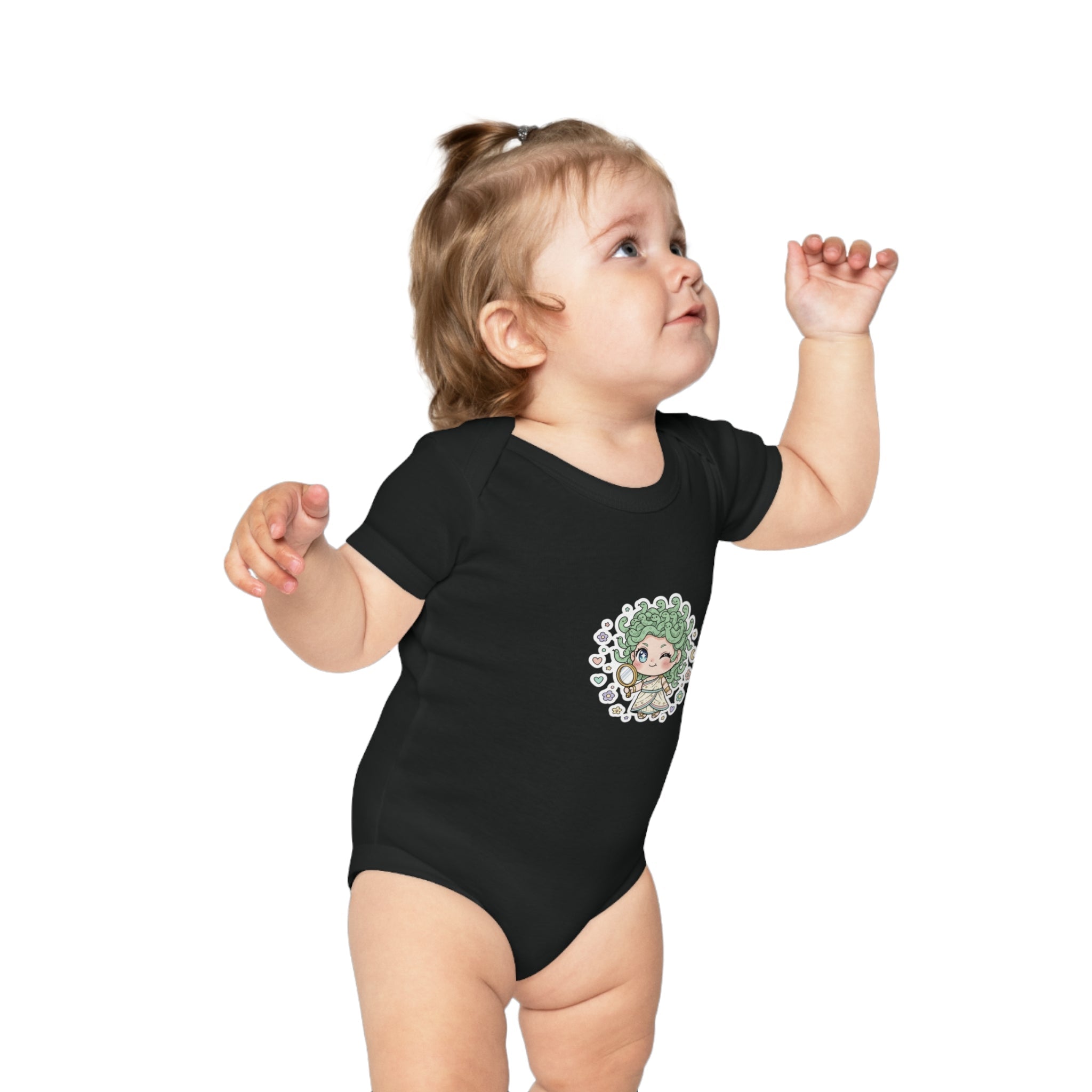 Body Neonato Verde con la piccola Meddy  – Tutina Infant in Cotone Pettinato Organico
