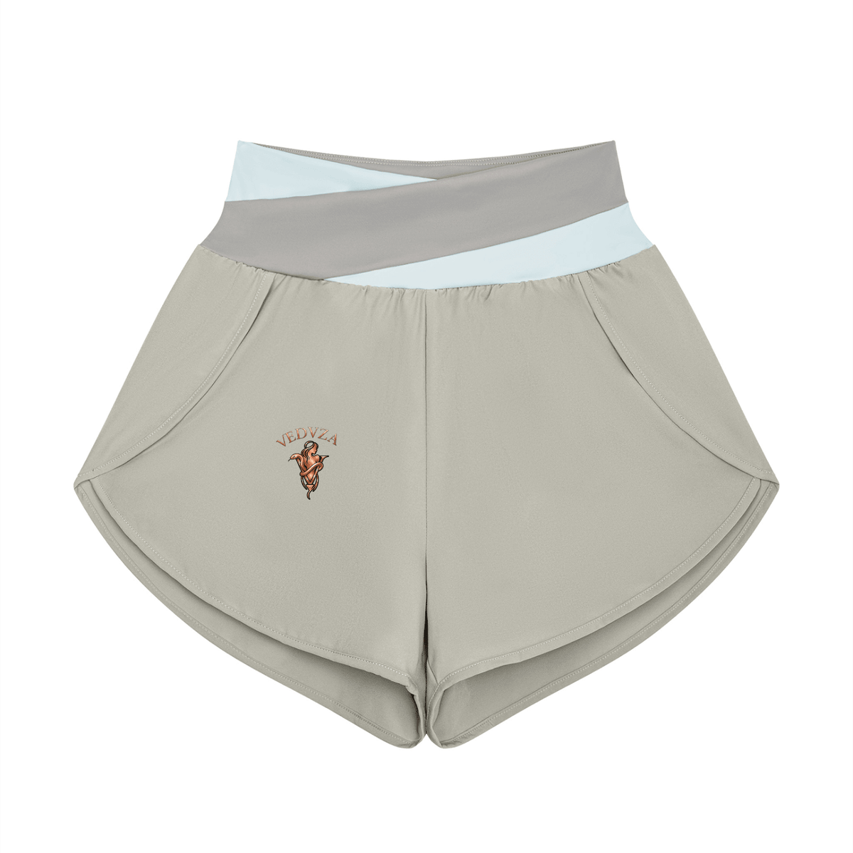 Pantaloncini Yoga Donna con Inserti – Vita Alta, Bicolore