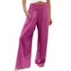 Pantaloni Larghi a Vita Alta – Gamba Ampia, Tinta Unita, Stile Casual Estate