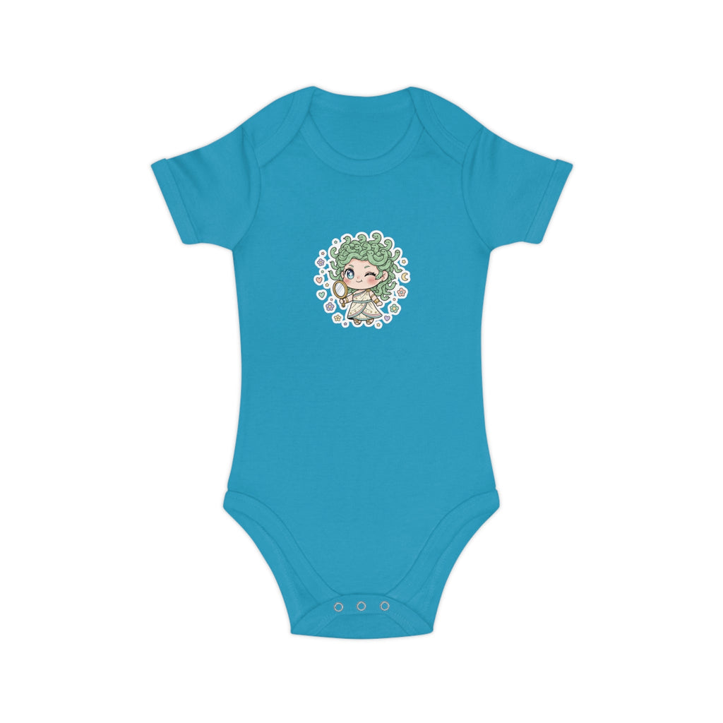 Body Neonato Verde con la piccola Meddy  – Tutina Infant in Cotone Pettinato Organico