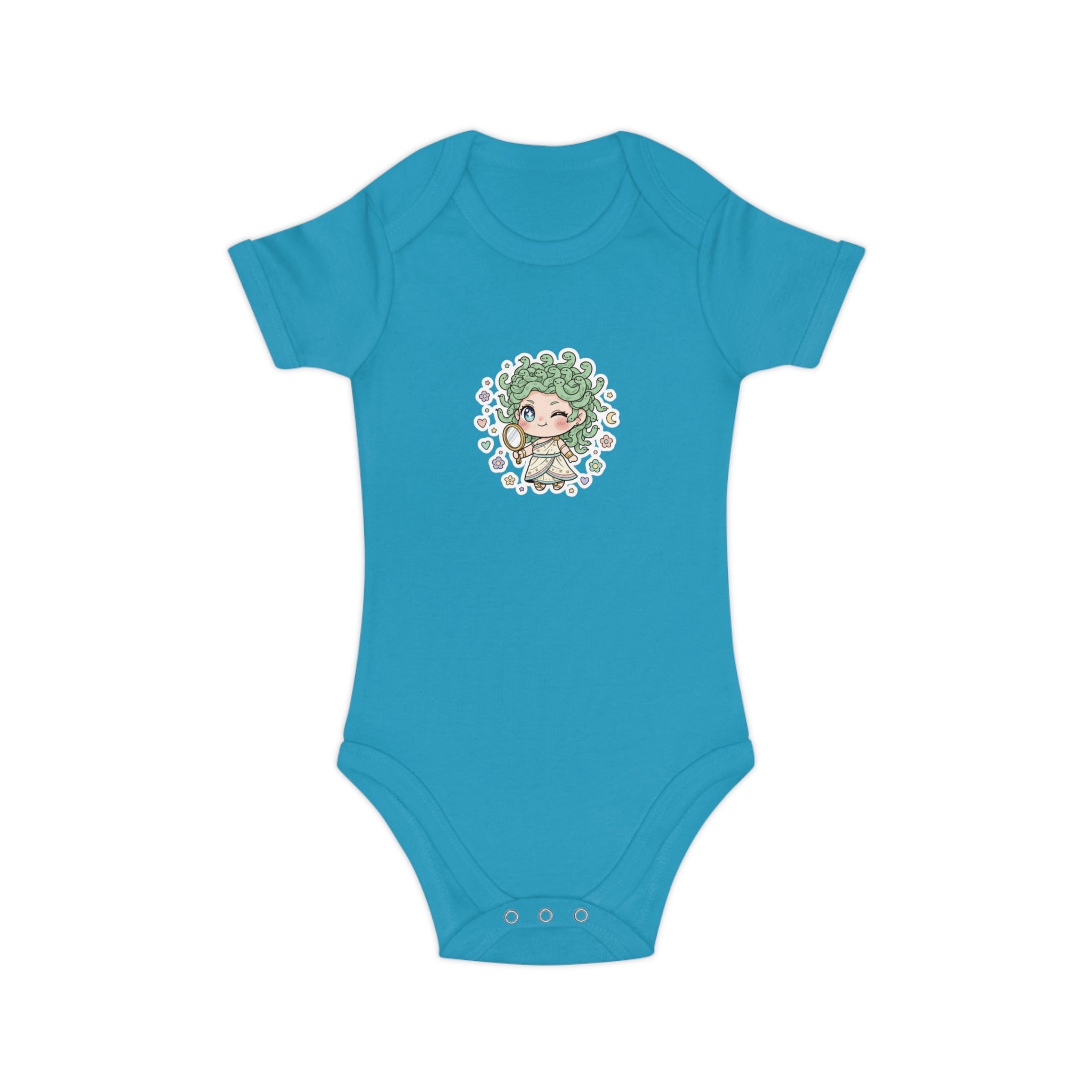 Body Neonato Verde con la piccola Meddy  – Tutina Infant in Cotone Pettinato Organico