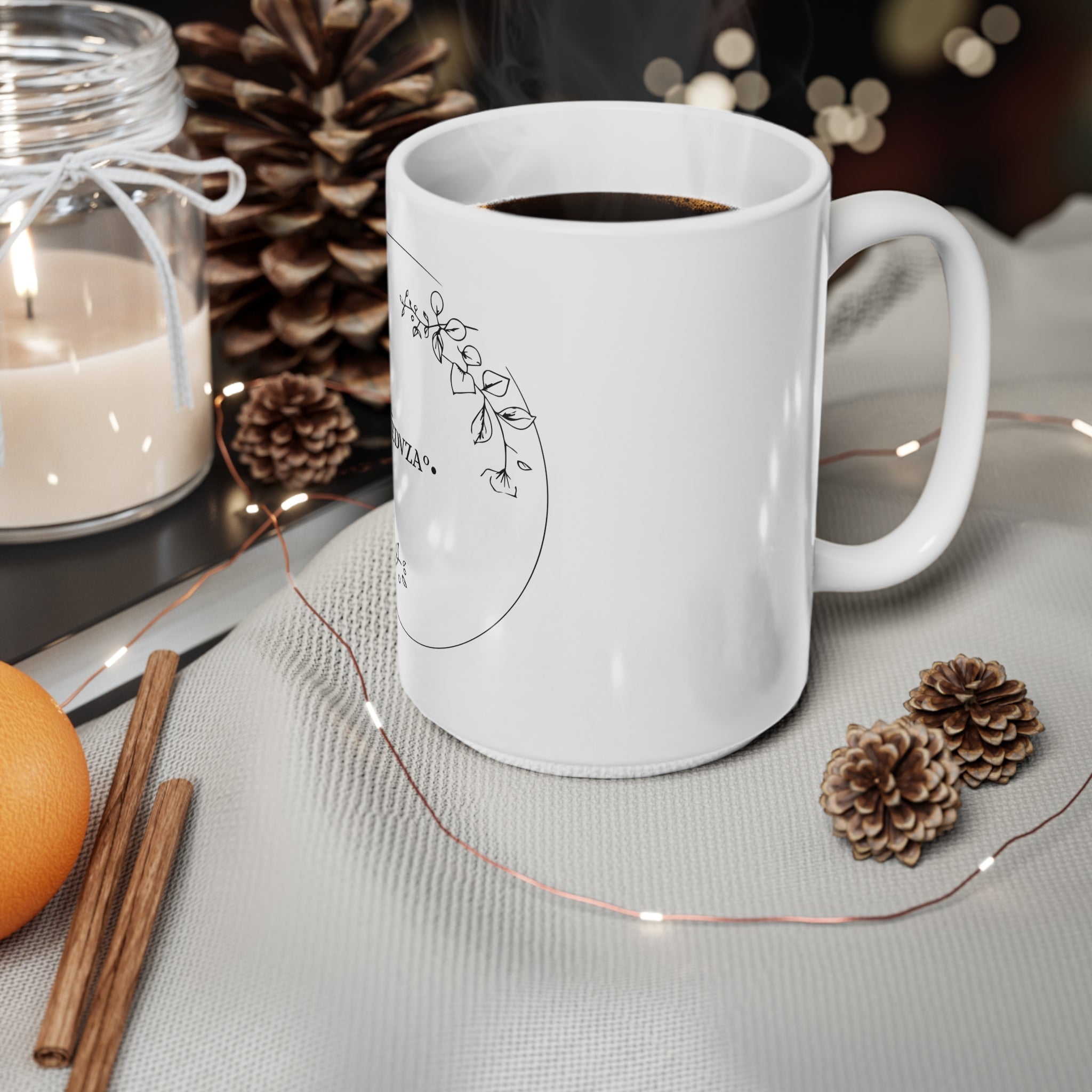 Tazza in Ceramica Bianca √EDVZA°• — Decorazione Floreale 11oz & 15oz