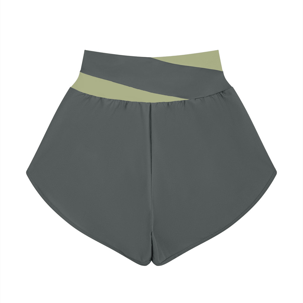 Pantaloncini Yoga Donna con Inserti – Vita Alta, Bicolore