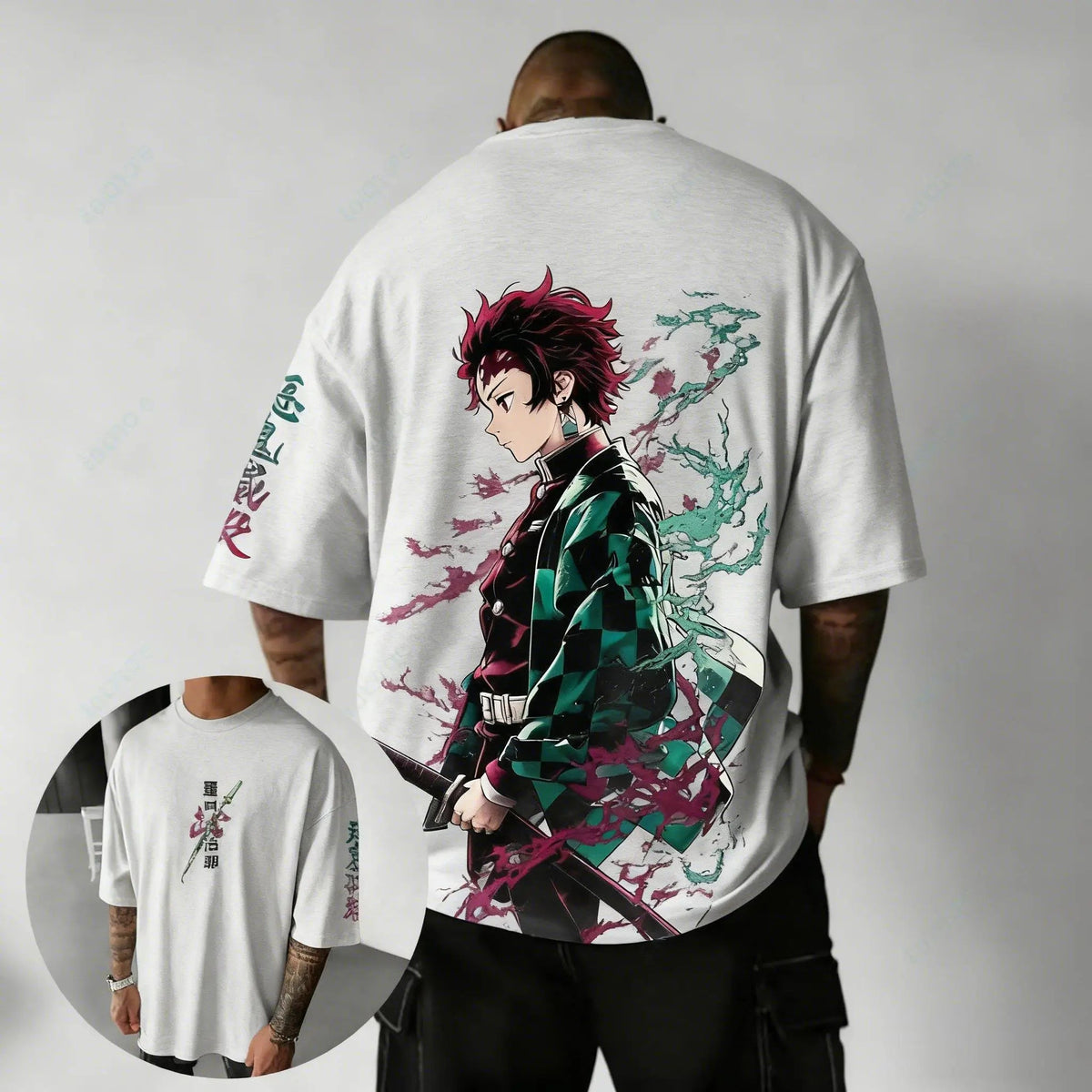 T-Shirt Demon Slayer – Maglietta Uomo Stampa Manga Casual Cotone