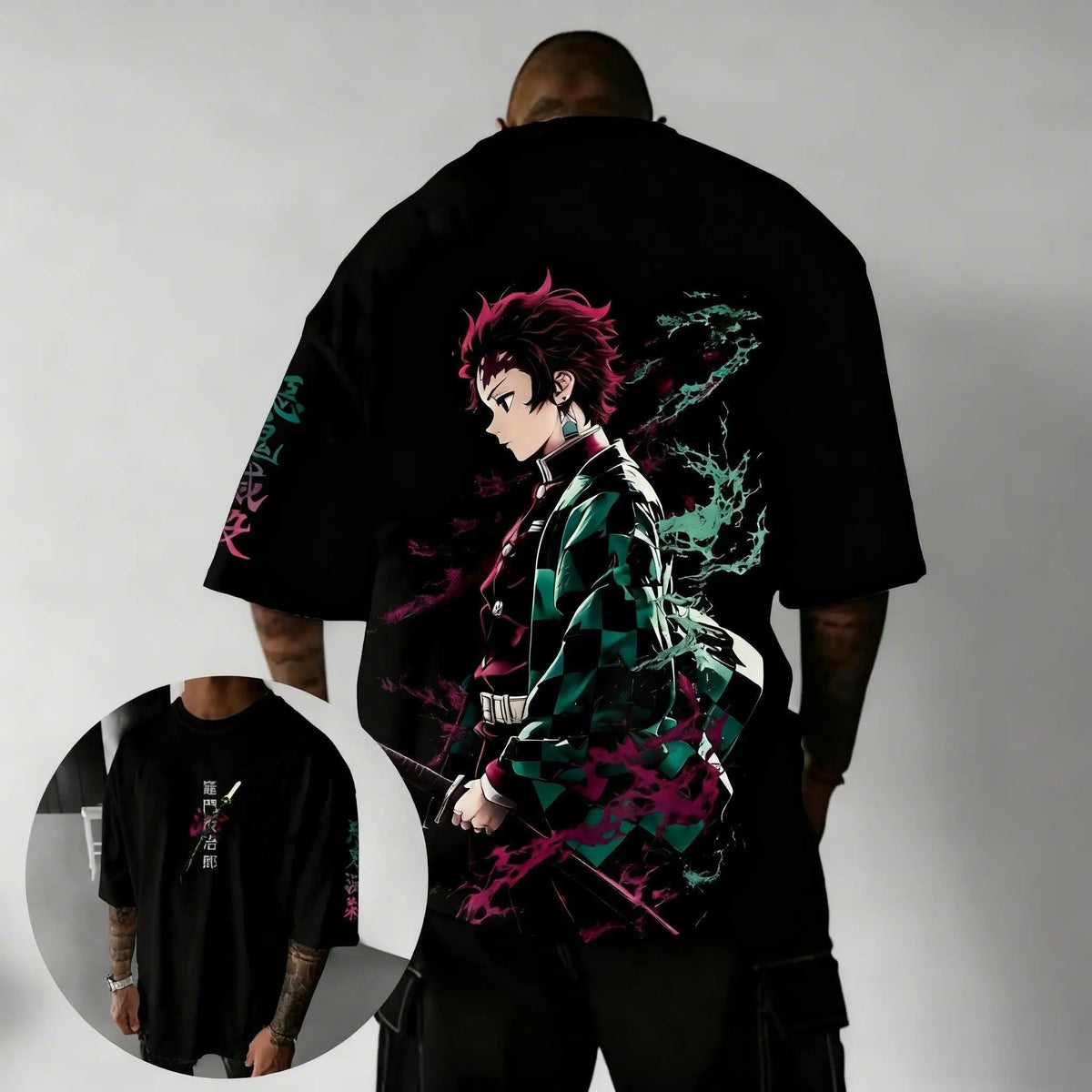 T-Shirt Demon Slayer – Maglietta Uomo Stampa Manga Casual Cotone