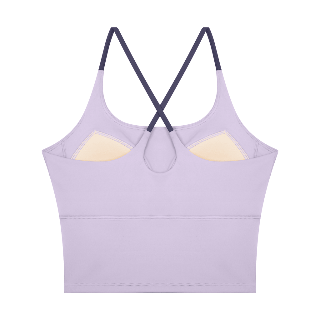 Canotta Yoga Donna Color Block – Scollo U, Crop, con Reggiseno Integrato