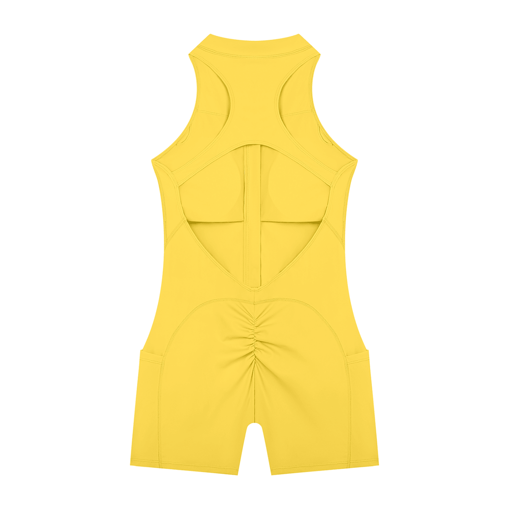 Tutina Yoga Donna con Zip a Quarto – Senza Maniche, Bodycon