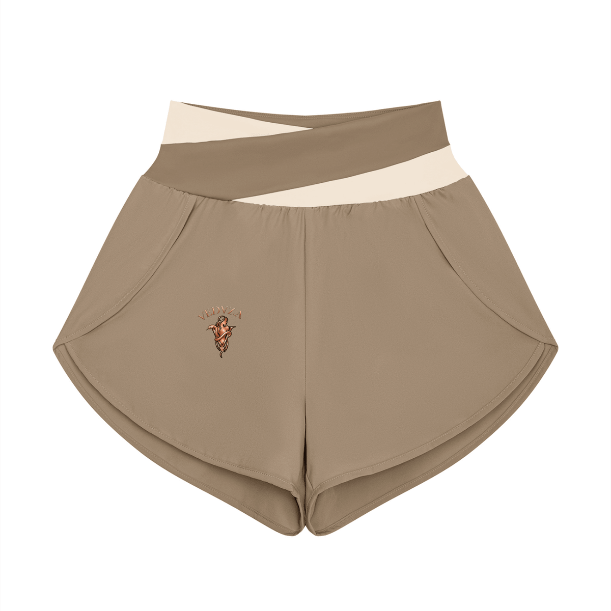 Pantaloncini Yoga Donna con Inserti – Vita Alta, Bicolore