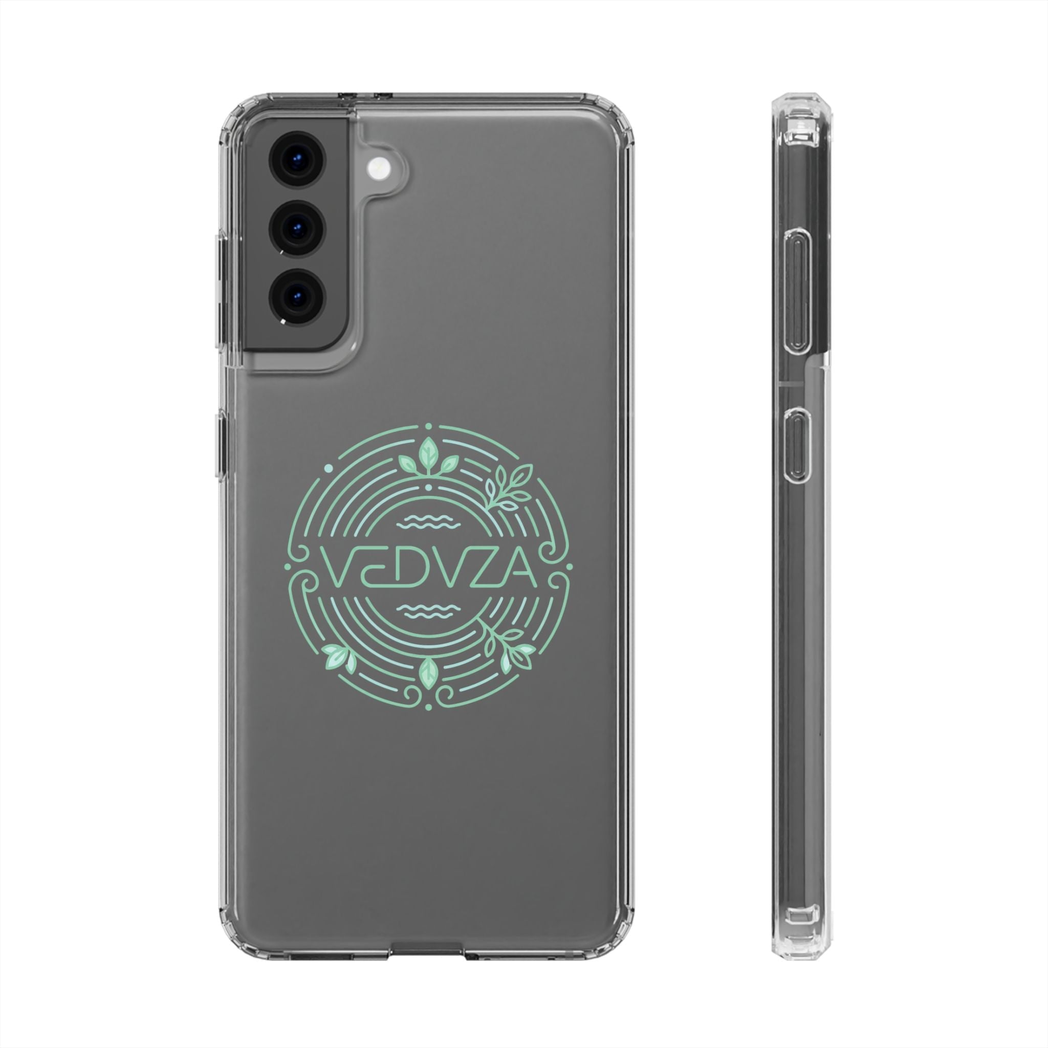 Cover Trasparente Anti-Urto — Design Glow Mint Mandala "VEDVZA"