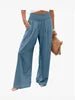 Pantaloni Larghi a Vita Alta – Gamba Ampia, Tinta Unita, Stile Casual Estate