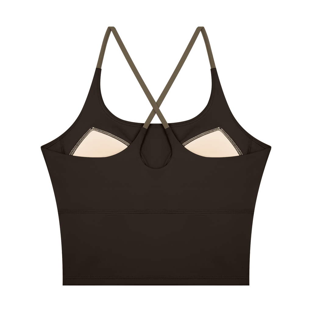 Canotta Yoga Donna Color Block – Scollo U, Crop, con Reggiseno Integrato