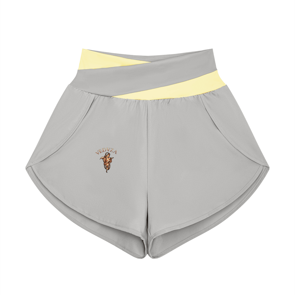 Pantaloncini Yoga Donna con Inserti – Vita Alta, Bicolore