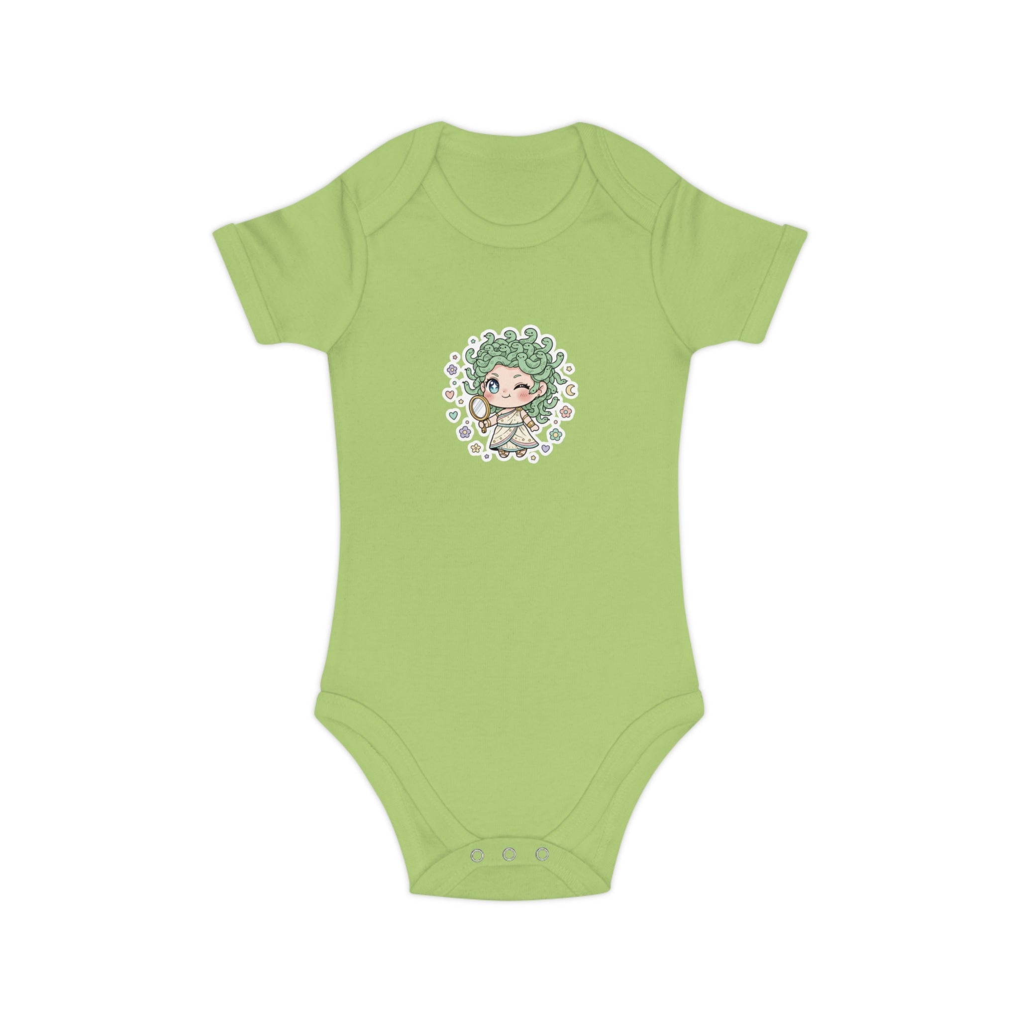 Body Neonato Verde con la piccola Meddy  – Tutina Infant in Cotone Pettinato Organico